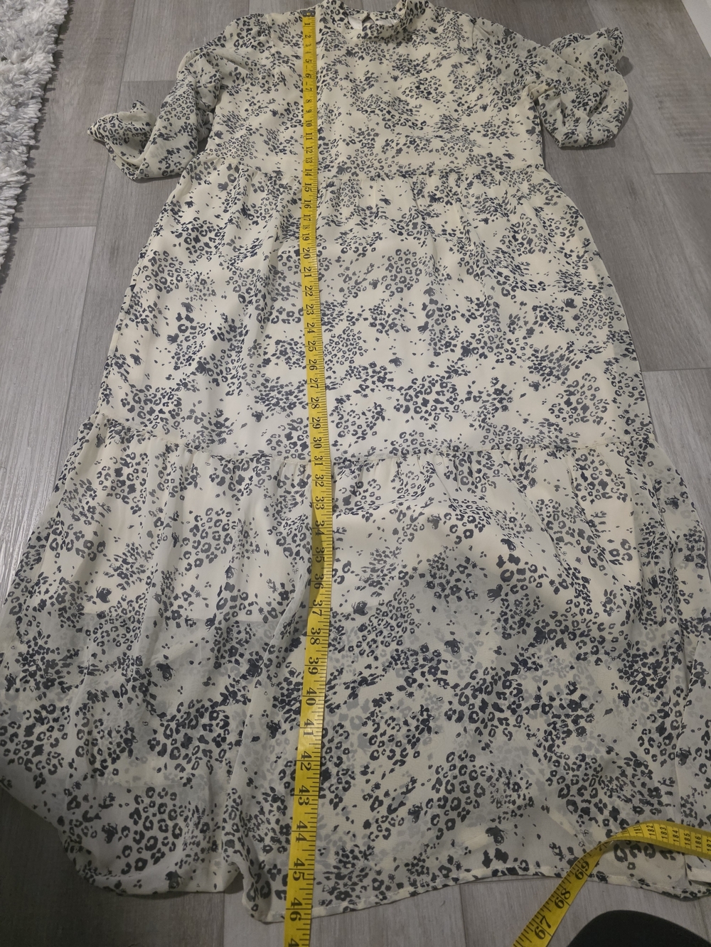 Park & Fith Maxi Dress XS Cream Print Long Sleeve Tiered Boho Dress - Picture 9 of 9